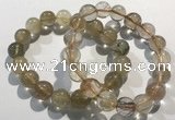 CGB4081 7.5 inches 12mm round golden rutilated quartz beaded bracelets