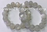 CGB4519 7.5 inches 14mm round white moonstone beaded bracelets