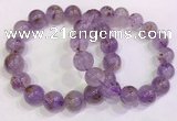 CGB4659 13mm - 14mm round purple phantom quartz beaded bracelets
