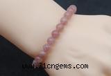 CGB5002 6mm, 8mm round strawberry quartz beads stretchy bracelets