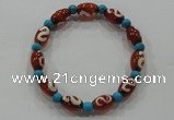 CGB87 2PCS Tibetan agate dZi beads & turquoise beads stretchy bracelet