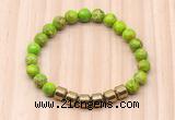 CGB8993 8mm, 10mm green sea sediment jasper & drum hematite beaded bracelets