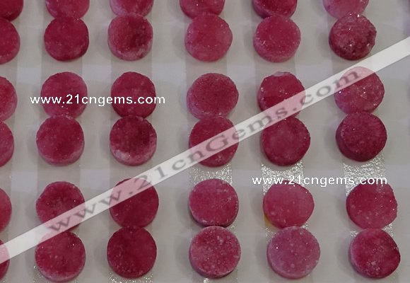 CGC107 12mm flat round druzy quartz cabochons wholesale