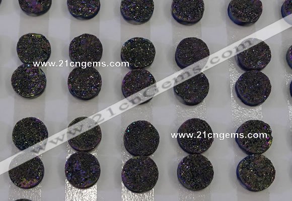 CGC110 12mm flat round druzy quartz cabochons wholesale