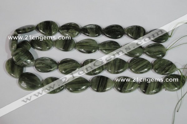 CGH15 15.5 inches 20*27mm flat teardrop green hair stone beads