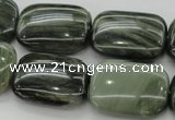 CGH30 15.5 inches 18*25mm rectangle green hair stone beads wholesale