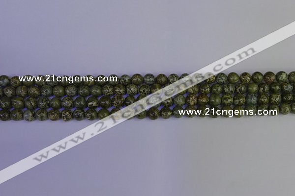 CGJ350 15.5 inches 4mm round green bee jasper beads wholesale