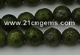 CGJ462 15.5 inches 8mm faceted round green jasper beads wholesale