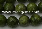 CGJ464 15.5 inches 12mm faceted round green jasper beads wholesale