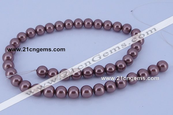 CGL126 5PCS 16 inches 12mm round dyed glass pearl beads wholesale