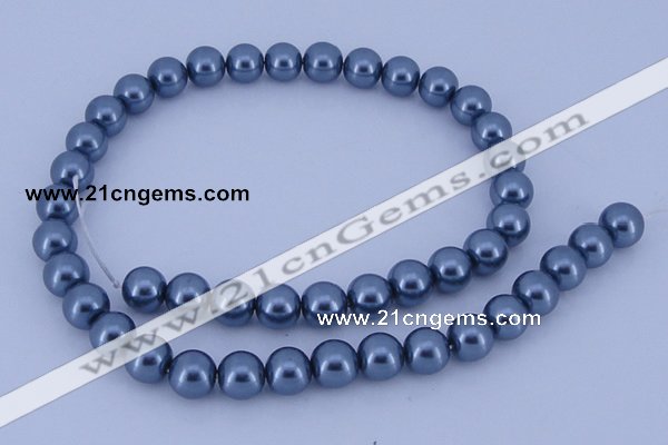 CGL238 5PCS 16 inches 16mm round dyed glass pearl beads wholesale