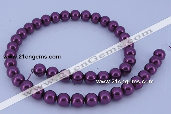 CGL338 5PCS 16 inches 16mm round dyed glass pearl beads wholesale
