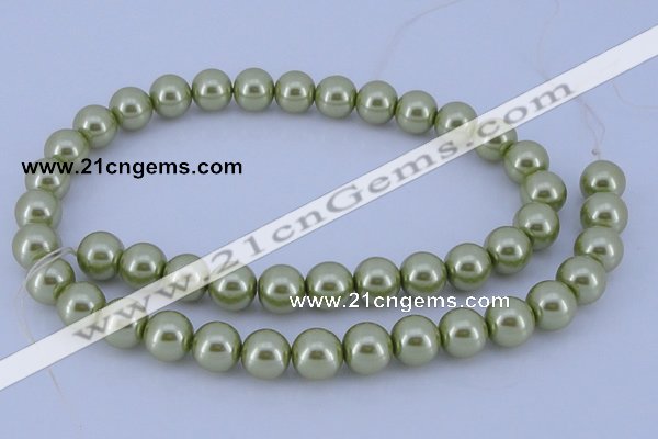 CGL367 5PCS 16 inches 14mm round dyed glass pearl beads wholesale