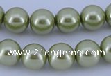 CGL368 5PCS 16 inches 16mm round dyed glass pearl beads wholesale