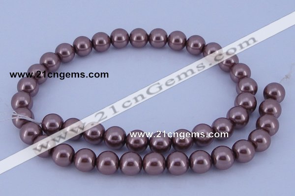 CGL396 5PCS 16 inches 12mm round dyed glass pearl beads wholesale