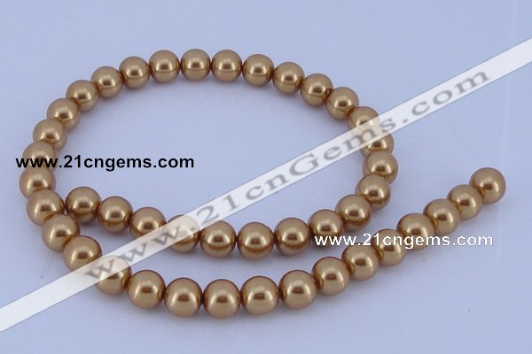 CGL67 5PCS 16 inches 14mm round dyed glass pearl beads wholesale