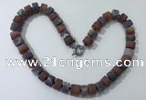 CGN178 20 inches 7*12mm - 9*12mm tyre matte amethyst & red agate necklaces