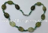 CGN220 22 inches 6mm round & 18*25mm oval agate necklaces