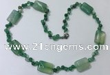 CGN239 22 inches 6mm round & 18*25mm rectangle agate necklaces