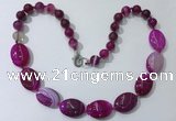 CGN253 20.5 inches 8mm round & 18*25mm oval agate necklaces
