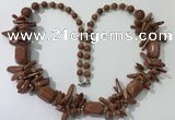 CGN304 27.5 inches chinese crystal & goldstone beaded necklaces