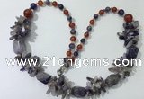 CGN310 27.5 inches chinese crystal & mixed gemstone beaded necklaces