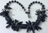 CGN340 20.5 inches chinese crystal & blue goldstone beaded necklaces