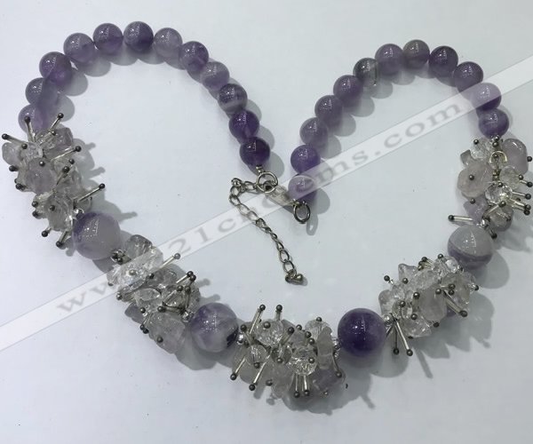 CGN351 19.5 inches chinese crystal & light amethyst beaded necklaces