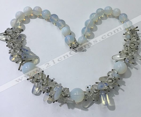 CGN354 19.5 inches chinese crystal & opal beaded necklaces