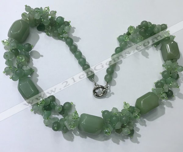 CGN389 23 inches chinese crystal & green aventurine beaded necklaces