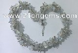 CGN408 19.5 inches chinese crystal & opal chips beaded necklaces