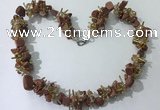 CGN411 19.5 inches chinese crystal & goldstone chips beaded necklaces