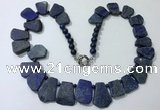 CGN432 20 inches freeform lapis lazuli gemstone beaded necklaces