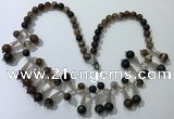 CGN496 21 inches chinese crystal & striped agate beaded necklaces