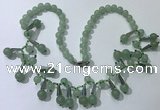 CGN501 21 inches chinese crystal & green aventurine beaded necklaces