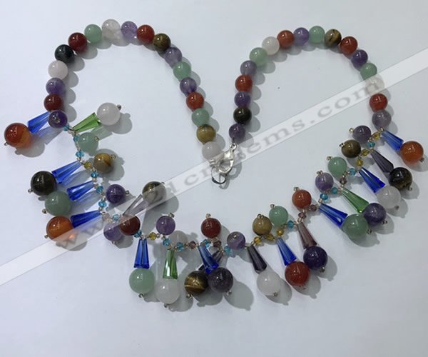 CGN507 21 inches chinese crystal & mixed gemstone beaded necklaces