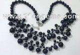 CGN563 19.5 inches stylish 4mm - 12mm blue goldstone beaded necklaces