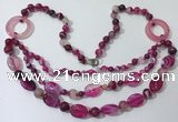 CGN598 23.5 inches striped agate gemstone beaded necklaces