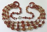 CGN625 24 inches chinese crystal & striped agate beaded necklaces
