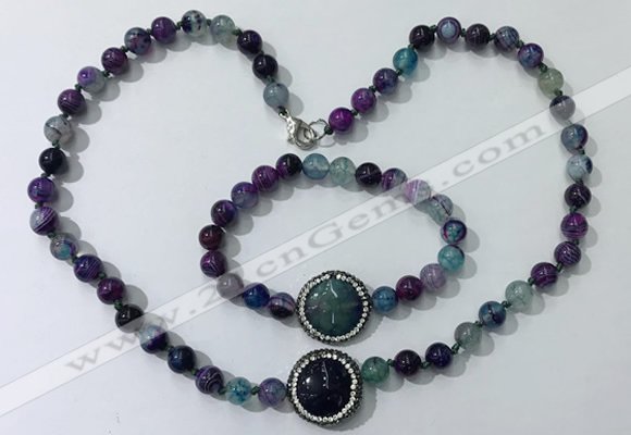 CGN879 19.5 inches 8mm round striped agate jewelry sets