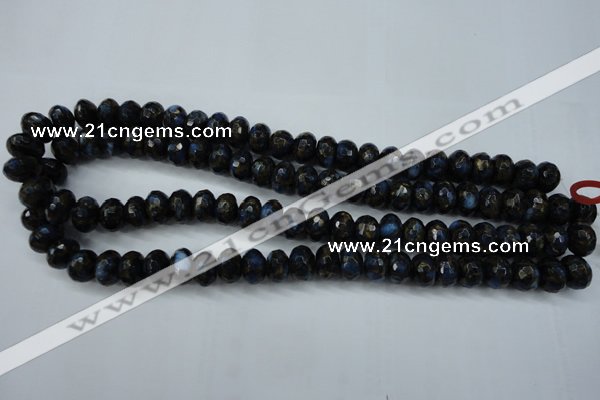 CGO185 15.5 inches 8*12mm faceted rondelle gold blue color stone beads