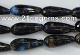 CGO194 15.5 inches 10*30mm faceted teardrop gold blue color stone beads