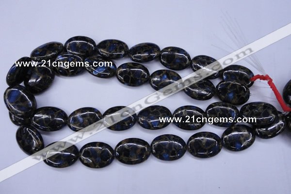 CGO208 15.5 inches 13*18mm oval gold blue color stone beads