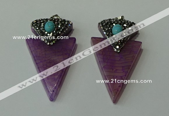 CGP102 30*55mm arrowhead agate gemstone pendants wholesale