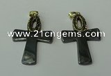 CGP150 35*50mm cross hematite gemstone pendants wholesale