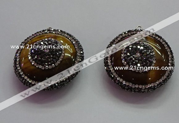 CGP1573 35mm coin yellow tiger eye pendants wholesale