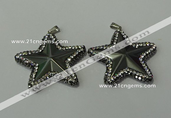 CGP158 40*40mm star hematite gemstone pendants wholesale