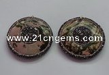 CGP1592 55mm coin rhodonite gemstone pendants wholesale