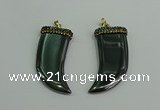 CGP166 22*55mm horn hematite gemstone pendants wholesale