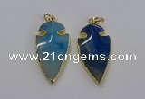 CGP3005 22*45mm arrowhead agate gemstone pendants wholesale